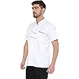 Associated Uniforms Designer Half sleeve Chef Coat (Chef Jacket - Smart Fit) (S-36, WHITE/GREY)