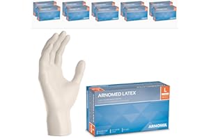 ARNOMED Guanti lattice L, bianchi, 1000 pezzi guanti in lattice monouso (10 scatole), senza polvere, guanti lattice monouso, guanti usa e getta in lattice disponibili nelle taglie XS, S, M, L e XL