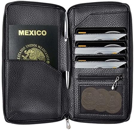 InventCase PU Leather RFID Blocking Passport / ID Card / Money Wallet Organiser Holder Case Cover for Mexico / Mexican Passports - Black