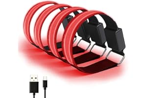 Tixiyu 4 braccialetti a LED, ricaricabili tramite USB, luci per corridori, fascia riflettente, regolabile, luce di sicurezza, braccialetto in silicone, per attività all'aperto, jogging, corsa, ciclismo