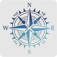 FINGERINSPIRE Compass Stencils Wall Decoration Template 11.8x11.8 Inch Large Drawing Painting Stencils Plastic Square Reusable Stencils for Painting on Wood Walls Fabric Airbrush