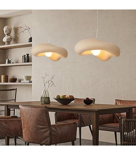 ENXING Lustre Moderne E27 Lustre Blanc Ovale Irrégulier Style Wabi-sabi Lustre Hauteur Réglable Convient Pour Chambre À Coucher Salon Salle À Manger Couloir (ampoule Non Incluse)(60cm