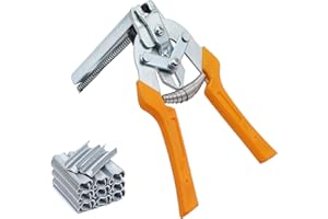 BREUAILY E TYP Drahtbefestigungszange mit 600 Drahtklammern für Zaunzange Befestigung Drahtbefestigungszangen Zaun Wartung Schweißen Handwerkzeug Zaunzange Zubehör (Gelb)