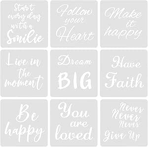 9 Pcs Motivational Drawing Painting Art Stencils, Craft Inspirational ...