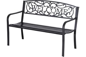 Outsunny Gartenbank 2-Sitzer Sitzbank Bank Parkbank Metall Gartenmöbel