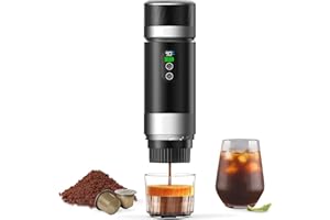 Gubbett Machine à Cafe Portable,Machine à Café Espresso Portable 3 en 1 Compatible avec les Capsules Espresso et Poudre de Café,Auto-chauffante,Charge USB-C,Voyage,Camping,Bureau,Randonnée