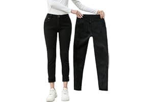 Merlvida Thermo Jeans damskie dżinsy z wysokim stanem, z podszewką ze stretchu, termiczne, push-up, ciepłe, zimowe, z polarem