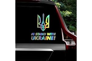 Leniutor Lot de 2 autocollants Tryzub en vinyle réfléchissant pour voiture, camion, coffre, pare-chocs, murs, fenêtres (argent holographique)