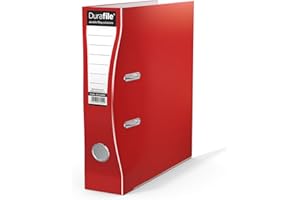 Durafile Lever Arch File, Red File, Ergonomic Curved Spine' Single Folder, Glossy Heavy Duty Board Construction with Metal Mechanism, Suitable for A4 Documents, Storage File folders