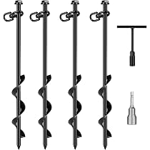 4 Stück Bodenanker 41,9 Cm – Für Trampolin, Schaukel, Zelte, Mit Drahtseilen & Adapter