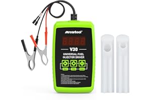 MRCARTOOL Boîte Pilote d'injecteur de Carburant 12V Testeur d'injecteur Universel avec 6 Modes de Test, 2 Adaptateurs, Boîte d'entraînement Travail avec Injecteur de Carburant Testeur et Nettoyage