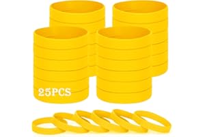 HONTIUS 8'' Braccialetti In Gomma, 25 Pezzi Braccialetti In Silicone, Giallo Vuoto Elastici di Gomma per Uomo Donna Scuola Insegnante Squadra Festa