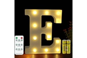 HONPHIER® Letter Lights Decorative LED Alphabet Lights Remote Control Marquee Decoration Light Up Sign Battery Operated for Birthday Party Wedding Receptions Holiday Bar Home Bedroom Bath Decor (E)