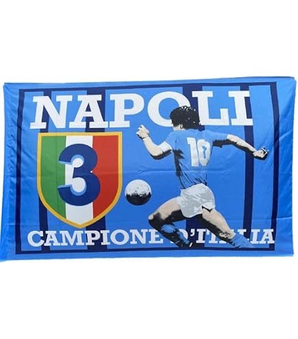 Drapeau Naples 3e Scudetto Maradona Kvaratskhelia Osimhen - 94x140 Cm - Neuf Sans Hampe