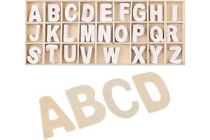VYIBPDY Letras de madera, Juego de 130 letras mayúsculas de la A a la Z y símbolos, 3 cm, para manualidades, Natural