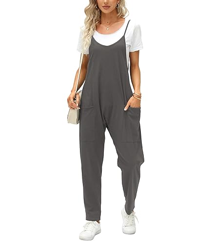 Latzhose Damen Mit Cord-Stoff - Ärmelloser Jumpsuit Mit Weiten Beinen & Taschen Für Freizeit & Arbeit