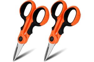 FOYODS 2 Stück Angelschere,Angel Schere für Salzwasser und Süßwasser,Rutschfeste Angelscheren für geflochtene Schnur,für Angelzubehör zum Spinnfischen,Multifunktionaler Schnurschneider (orange)