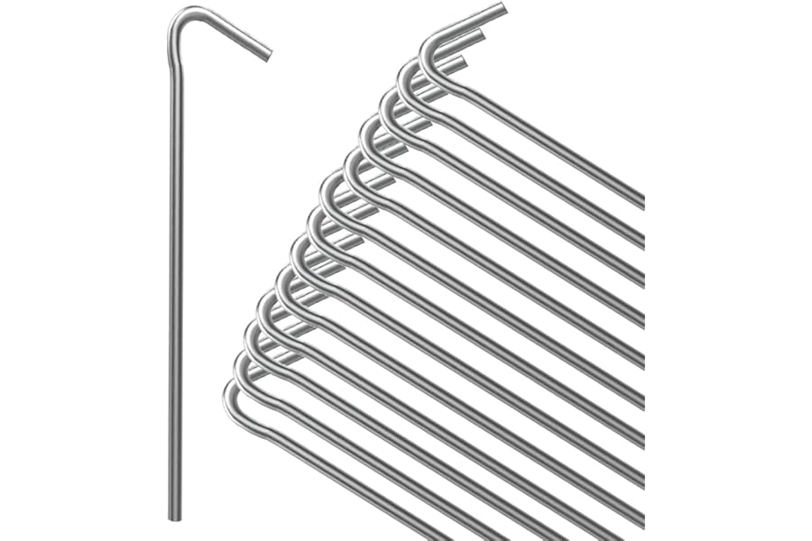 ANSIO® Tent Pegs Pack of 20 Galvanised Metal Pegs 4mm x 9 inch, Heavy Duty Camping Ground Pegs, Ideal for Camping,Hiking,Traveling,Beach and Outdoor