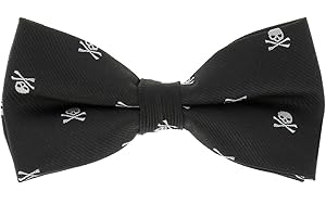 SHIPITNOW Cravate et Noeud Papillon Tête de Mort Noir et Blanc - Cravate Noeud Papillon Homme Crâne Skull Fantaisie