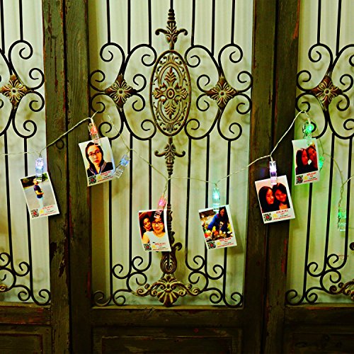 AFAITH LED Foto Hanging Clips Lichterketten, Foto Clip-Schnur-Licht (3M / 20 LEDs; 3 Modi) – Multicolor, ideal für die Raumdekoration / Weihnachten / Party-Foto-Halter mit Clips - 4