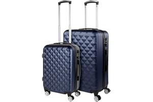 ITACA - Juego Maletas De Viaje rígidas Trolley con Candado de Combinacion TSA y 4 Doble Rueda 360° Set Maletas De Viaje Ligeras y Resistentes, Azul