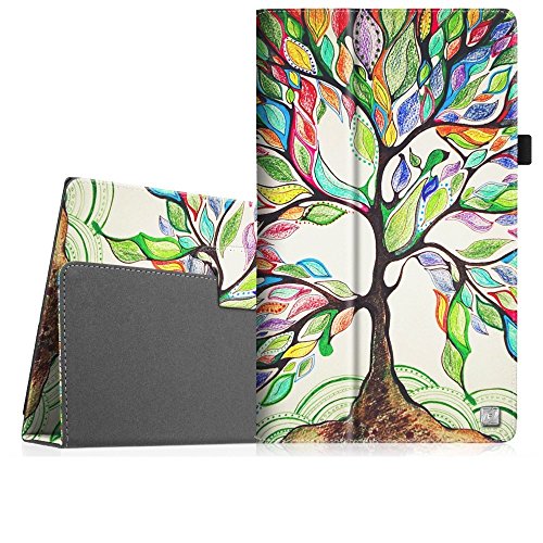 Fintie Medion Lifetab S10351 S10352 X10301 X10302 MD 99666 Hülle Case - Folio Kunstleder Schutzhülle Tasche Cover Etui mit Ständerfunktion und Stylus-Halterung für Medion Lifetab S10351 S10352 X10301 X10302 Tablet-PC (10.1 Zoll), Liebesbaum