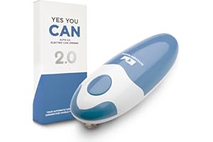 Kitchen Mama Auto 2.0 Ouvre-boîte électrique : la lame raffinée ouvre presque toutes les boîtes de conserve - automatique, mains libres, bord lisse, sans danger pour les aliments (Bleu Morandi)