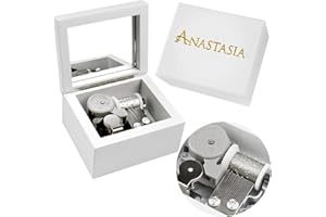 Sinzyo Scatola Musicale in Legno con Movimento a Specchio Regalo di Natale, San Valentino e Compleanno(Scatola di Legno Bianca,Melodia:Anastasia-Once Upon A December)