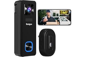 Bextgoo Timbre Inalámbrico Exterior Impermeable, 5MP Timbre con Camara, Videoportero WiFi, Detección Humana, Visión Nocturna, Videollamada, Sin Escaneo de Código QR, SD y Almacenamiento en la Nube