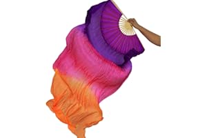 Calcifer 2 Pcs 180 cm/70.8 inches Belly Dance Dancing Silk Bamboo Fans Art Colorful