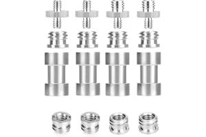 UTEBIT Kamera Gewindeadapter 1/4 zu 3/8 Zoll Stativschraube 1/4 zu 1/4 Gewinde Adapter Silber Metal Spigot Adapter für Kamera/Stativ/Monopad/Kugelkopf/Licht Standplatz