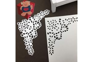 GOWXS Lace Flower Dies for Card Making，Flower Corner Cutting Dies Cut Stencils for DIY Scrapbooking Photo Album Decorative Embossing Paper Dies for Card Making Templated+Cute Brooch Pin