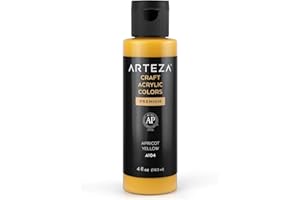 ARTEZA Colori Acrilici, Bottiglia da 118 ml, (A104 Giallo Albicocca), Pittura Acrilica per Dipingere, Base d'Acqua, Finitura Opaca per Arte e Fai-da-Te su Vetro, Legno, Ceramica, Tessuti, Carta, Tela