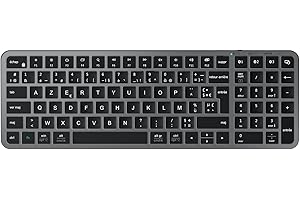 iClever Clavier Bluetooth, Clavier sans Fil Rechargeable USB-C, Multi-dispositifs avec 3 Canal Bluetooth, Compatible Apple macOS, iOS, Windows, Clavier Francais AZERTY, Gris