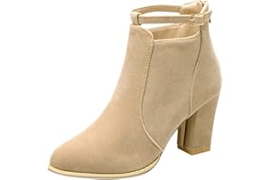 NOAGENJT Tacchi Scarpe Donna Romana Casuale Breve Fashion Cuoio Boots Ankle Women's Boots Stivali in Pelle Giardini