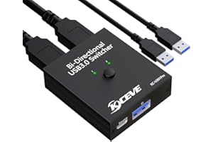 USB 3.0 Switch, dwukierunkowy Switch USB 2 komputery, 1 wejście 2 wyjścia / 2 wejścia 1 wyjście, Switch USB YOUTINGHDAV na 2 komputery Udostępnij mysz, klawiaturę, drukarkę, z 2 kablami USB Switch 3.0