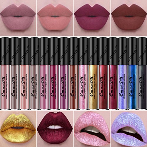 MagiDeal 15 Farben Flüssigkeit Matt Lipgloss Set Lang Anhaltende Kosmetik Make-up Glanz Lippenstift - 3
