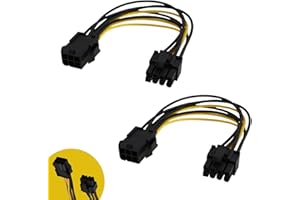 FLLYVLY Pack de 2 Cables Adaptadores PCIe de 6 Pines a 8 Pines, 10 cm - Compatible con Tarjetas Gráficas de Alta Potencia ASUS, Gigabyte, Radeon, Sapphire,cable de alimentación de tarjeta de vídeo