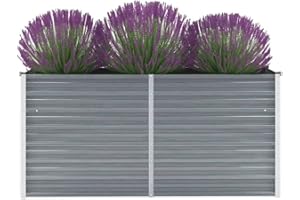 WIFESE Lit SuréLevé De Jardin Acier Galvanisé 160x40x77 Cm Gris Jardinieres Exterieur Jardiniere Bois Jardiniere Balcon Carré Potager Bacs ã Fleurs Rectangulaire