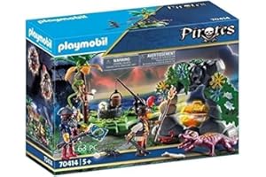Playmobil 70414 Repaire des Pirates - Pirates - en quête du trésor - avec Deux Personnages et l'île des Pirates avec Une cachette pour Le Butin - Dès 5 Ans