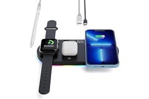 Minthouz Caricabatterie senza fili veloce, 4 in 1, caricatore senza fili, caricatore senza fili, 15 W, senza fili, magnetico per Apple iPhone 14/13/12/11/pro/Xs/XR/X, AirPods 3/2/1/Pro Apple Watch