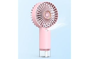 FXI Mini Ventilateur à Main Portatif with Fonction humidification, Portable Ventilateur De Bureau de Poche USB Rechargeable silencieux 3 vitesses pour Maison, Bureau, Voyage