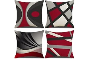 KSSKEN Fundas Cojines 45x45cm, Juego de 4 Fundas de Cojines Geometría Moderna Algodón Lino Decorativa Hogar Almohadas Fundas para Sala Sofá Cama Decoración para Hogar