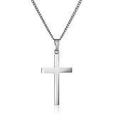 Amazon Collection Sterling Silver Polished Cross Pendant Necklace