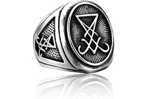 HCMA Vintage Lucifer Satan Chevalière Bague Homme Style Gothique Amulette Sorcellerie Rock Hip-Hop Locomotive Bijoux Cadeaux