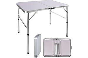 JUPITOR Home Folding Table 3ft Heavy Duty 2 Adjustable Height 67/37 cm Camping Table Garden Picnic Tables Buffet Outdoor Wedding Market Coffee Tables Garden Party Trestle Indoor Foldaway Carry Handle, 90cm