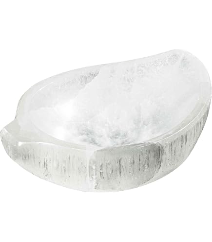 Bol En Cristal De Sélénite Naturel Forme Cœur - Couleur Fumée Blanche, 77x92 Mm - Rangement Bijoux Ou Décoration Intérieure - 10
