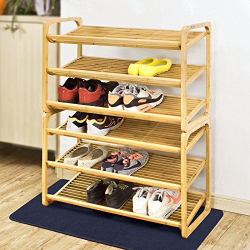 SoBuy®Schuhregal, Schuhablage, Bambusregal aus Bambus,3 Etagen, FSR12-N - 4