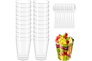 MRCHEN Vasitos para Aperitivos, 50 Piezas Vasitos para Postres, 90ml Vasitos Plastico para Postres, Vasos para Postres Bueno para Mousse, Pudín, Postre, Fiesta, Picnic