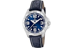 Festina Reloj Hombre F20444/2 Outlet Caja de Acero Inoxidable 316l Plateado Correa de Cuero Azul